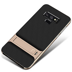 Samsung Galaxy Note 9用ハイブリットバンパーケース スタンド プラスチック 兼シリコーン カバー サムスン ゴールド