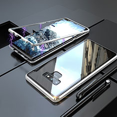 Samsung Galaxy Note 9用ケース 高級感 手触り良い アルミメタル 製の金属製 360度 フルカバーバンパー 鏡面 カバー M04 サムスン シルバー