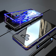 Samsung Galaxy Note 9用ケース 高級感 手触り良い アルミメタル 製の金属製 360度 フルカバーバンパー 鏡面 カバー M04 サムスン ネイビー