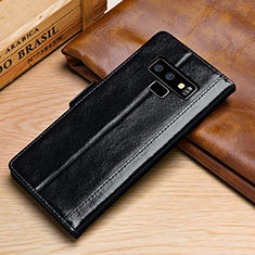 Samsung Galaxy Note 9用手帳型 レザーケース スタンド カバー P01 サムスン ブラック