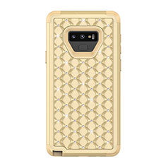 Samsung Galaxy Note 9用ハイブリットバンパーケース ブリンブリン カバー 前面と背面 360度 フル U01 サムスン ゴールド