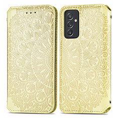 Samsung Galaxy Quantum2 5G用手帳型 レザーケース スタンド パターン カバー S01D サムスン ゴールド