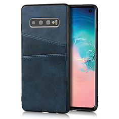 Samsung Galaxy S10 5G用ケース 高級感 手触り良いレザー柄 R02 サムスン ネイビー