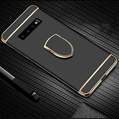 Samsung Galaxy S10 5G用ケース 高級感 手触り良い メタル兼プラスチック バンパー アンド指輪 T01 サムスン ブラック