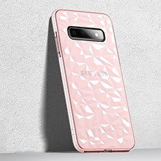 Samsung Galaxy S10 5G用極薄ソフトケース シリコンケース 耐衝撃 全面保護 クリア透明 S04 サムスン ピンク