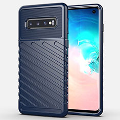 Samsung Galaxy S10 5G用シリコンケース ソフトタッチラバー ライン カバー C02 サムスン ネイビー