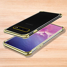 Samsung Galaxy S10 5G用極薄ソフトケース シリコンケース 耐衝撃 全面保護 クリア透明 H04 サムスン ゴールド