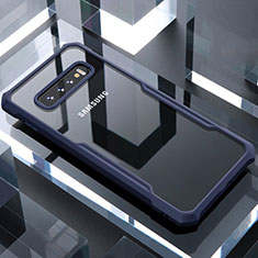Samsung Galaxy S10 5G用ハイブリットバンパーケース クリア透明 プラスチック 鏡面 カバー サムスン ネイビー
