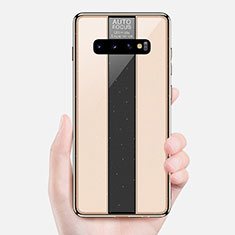 Samsung Galaxy S10 5G用ハイブリットバンパーケース プラスチック 鏡面 カバー A01 サムスン ゴールド