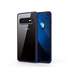 Samsung Galaxy S10 5G用ハイブリットバンパーケース クリア透明 プラスチック 鏡面 カバー T02 サムスン ネイビー