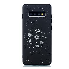 Samsung Galaxy S10 5G用シリコンケース ソフトタッチラバー バタフライ 星空 カバー サムスン ブラック