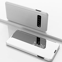 Samsung Galaxy S10 5G SM-G977B用手帳型 レザーケース スタンド カバー 鏡面 カバー サムスン ホワイト