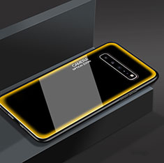 Samsung Galaxy S10 5G SM-G977B用ハイブリットバンパーケース プラスチック 鏡面 カバー サムスン イエロー