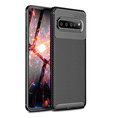 Samsung Galaxy S10 5G SM-G977B用シリコンケース ソフトタッチラバー ツイル カバー サムスン ブラック