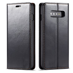 Samsung Galaxy S10用手帳型 レザーケース スタンド カバー T01 サムスン ブラック