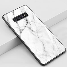 Samsung Galaxy S10用ハイブリットバンパーケース プラスチック パターン 鏡面 カバー K02 サムスン ホワイト