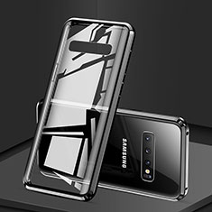 Samsung Galaxy S10用ケース 高級感 手触り良い アルミメタル 製の金属製 360度 フルカバーバンパー 鏡面 カバー T03 サムスン ブラック