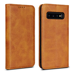 Samsung Galaxy S10用手帳型 レザーケース スタンド カバー T07 サムスン オレンジ