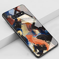 Samsung Galaxy S10用ハイブリットバンパーケース プラスチック パターン 鏡面 カバー K03 サムスン オレンジ