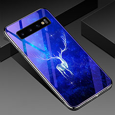 Samsung Galaxy S10用ハイブリットバンパーケース プラスチック パターン 鏡面 カバー K05 サムスン ネイビー