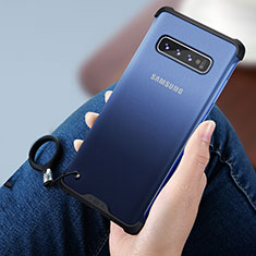 Samsung Galaxy S10用ハイブリットバンパーケース クリア透明 プラスチック 鏡面 サムスン ネイビー