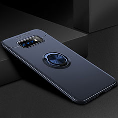 Samsung Galaxy S10用極薄ソフトケース シリコンケース 耐衝撃 全面保護 アンド指輪 マグネット式 バンパー サムスン ネイビー