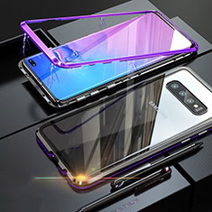 Samsung Galaxy S10用ケース 高級感 手触り良い アルミメタル 製の金属製 バンパー 鏡面 カバー サムスン パープル