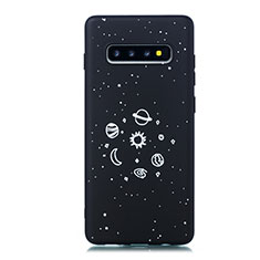 Samsung Galaxy S10用シリコンケース ソフトタッチラバー バタフライ 星空 カバー サムスン ブラック