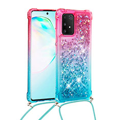 Samsung Galaxy S10 Lite用シリコンケース ソフトタッチラバー ブリンブリン カバー 携帯ストラップ S01 サムスン ピンク