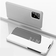 Samsung Galaxy S10 Lite用手帳型 レザーケース スタンド 鏡面 カバー ZL1 サムスン シルバー
