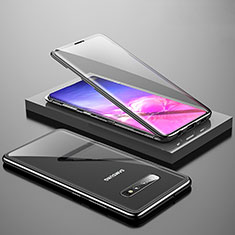 Samsung Galaxy S10 Plus用ケース 高級感 手触り良い アルミメタル 製の金属製 360度 フルカバーバンパー 鏡面 カバー T06 サムスン ブラック