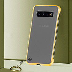 Samsung Galaxy S10 Plus用ハードカバー クリスタル クリア透明 S01 サムスン イエロー