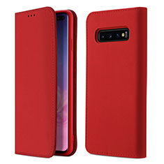 Samsung Galaxy S10 Plus用手帳型 レザーケース スタンド カバー T03 サムスン レッド