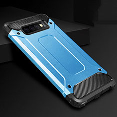 Samsung Galaxy S10 Plus用ハイブリットバンパーケース プラスチック 兼シリコーン カバー R02 サムスン ブルー