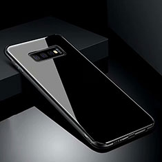 Samsung Galaxy S10 Plus用ハイブリットバンパーケース プラスチック 鏡面 カバー T02 サムスン ブラック