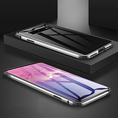 Samsung Galaxy S10 Plus用ケース 高級感 手触り良い アルミメタル 製の金属製 360度 フルカバーバンパー 鏡面 カバー T09 サムスン シルバー