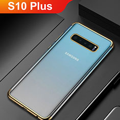 Samsung Galaxy S10 Plus用極薄ソフトケース シリコンケース 耐衝撃 全面保護 クリア透明 H06 サムスン ゴールド