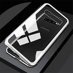 Samsung Galaxy S10 Plus用ケース 高級感 手触り良い アルミメタル 製の金属製 360度 フルカバーバンパー 鏡面 カバー サムスン ホワイト