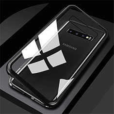 Samsung Galaxy S10 Plus用ケース 高級感 手触り良い アルミメタル 製の金属製 360度 フルカバーバンパー 鏡面 カバー サムスン ブラック