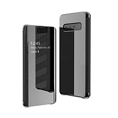 Samsung Galaxy S10 Plus用手帳型 レザーケース スタンド 鏡面 カバー A01 サムスン ブラック