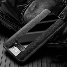 Samsung Galaxy S10e用シリコンケース ソフトタッチラバー レザー柄 カバー H01 サムスン ブラック