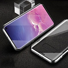 Samsung Galaxy S10e用ケース 高級感 手触り良い アルミメタル 製の金属製 360度 フルカバーバンパー 鏡面 カバー T04 サムスン シルバー
