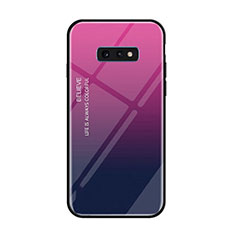 Samsung Galaxy S10e用ハイブリットバンパーケース プラスチック 鏡面 虹 グラデーション 勾配色 カバー H01 サムスン ローズレッド