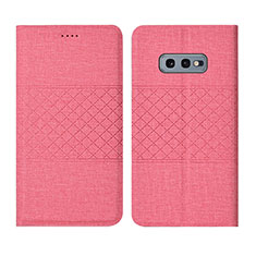 Samsung Galaxy S10e用手帳型 布 スタンド H01 サムスン ピンク