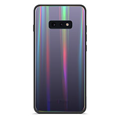 Samsung Galaxy S10e用ハイブリットバンパーケース プラスチック 鏡面 虹 グラデーション 勾配色 カバー H04 サムスン ブラック