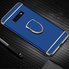 Samsung Galaxy S10e用ケース 高級感 手触り良い メタル兼プラスチック バンパー アンド指輪 T01 サムスン ネイビー