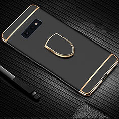Samsung Galaxy S10e用ケース 高級感 手触り良い メタル兼プラスチック バンパー アンド指輪 T01 サムスン ブラック