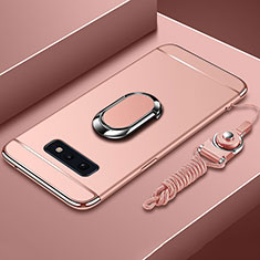 Samsung Galaxy S10e用ケース 高級感 手触り良い メタル兼プラスチック バンパー アンド指輪 T02 サムスン ローズゴールド