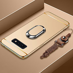 Samsung Galaxy S10e用ケース 高級感 手触り良い メタル兼プラスチック バンパー アンド指輪 T02 サムスン ゴールド