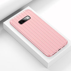 Samsung Galaxy S10e用シリコンケース ソフトタッチラバー ライン カバー C01 サムスン ピンク